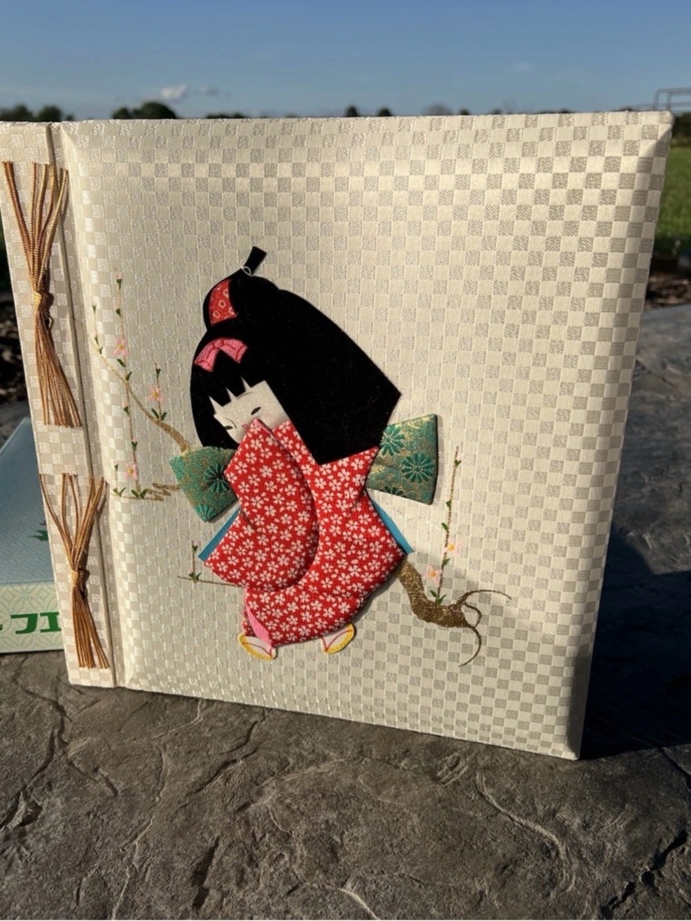 Vintage MCM Oriental Photo Album Baby Book Child Fabric Cover Chinese New - Picture 5 of 16
